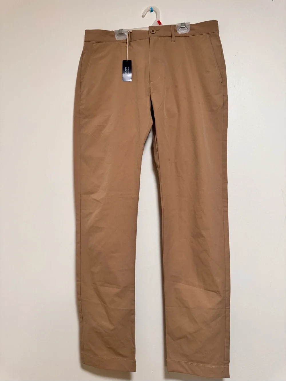 NWT J.Crew Flex Tech Pants Khaki brown slim fit size 34 X 34